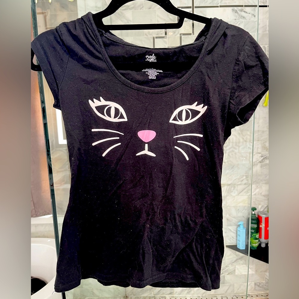 Kitty Cat short Sleeved Hoodie with Ears